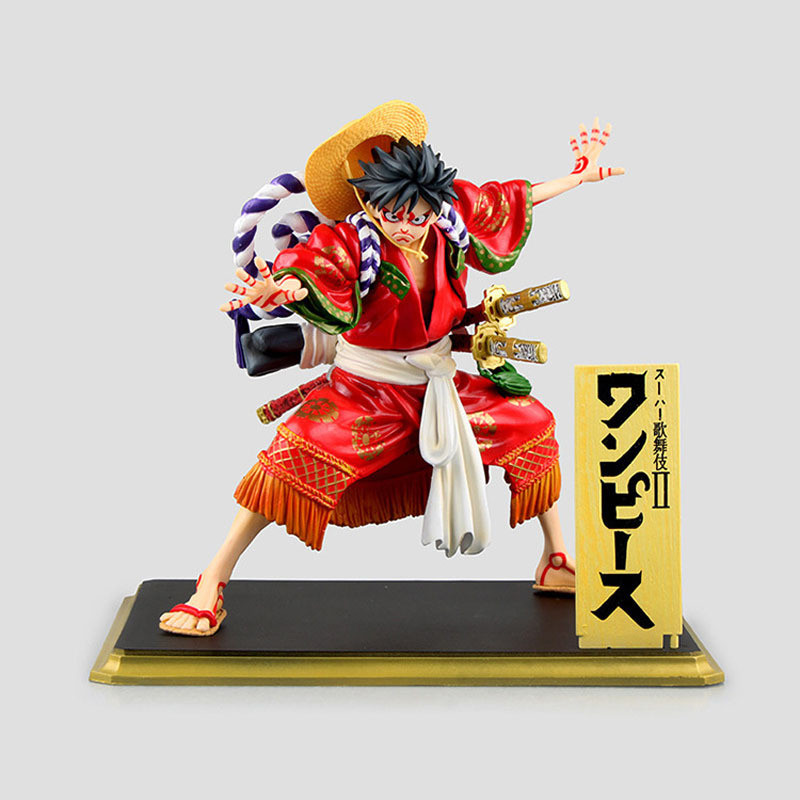 Anime One Piece Kimono Kabuki Etion Monkey D Luffy Figures Model PVC Collection Statue Toys Desktop 