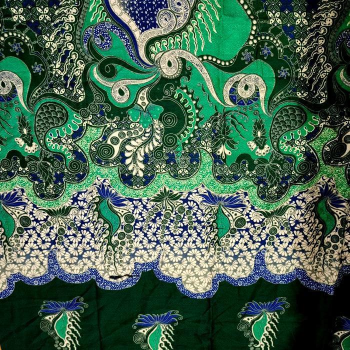 Kain batik dobby motif abstrak warna dasar hijau