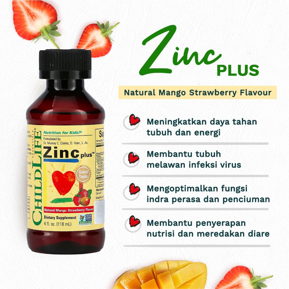 Child Zinc Plus Liquid Natural Mango Strawberry Supplement Vitamin Anak