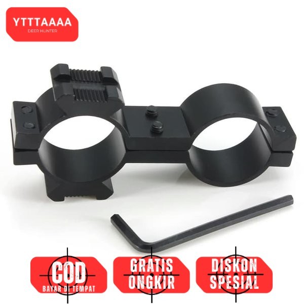 Mounting Senter Teleskop Angka 8 Double Clamp – Breket Laser Senapan PCP Kuat Presisi Pilihan Ukuran