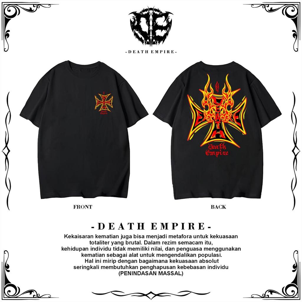 Baju Kaos Netral Terbaru Death Empire Model Casual Distro Kalcer Metal Sablon Dtf Full Punggung 24s 