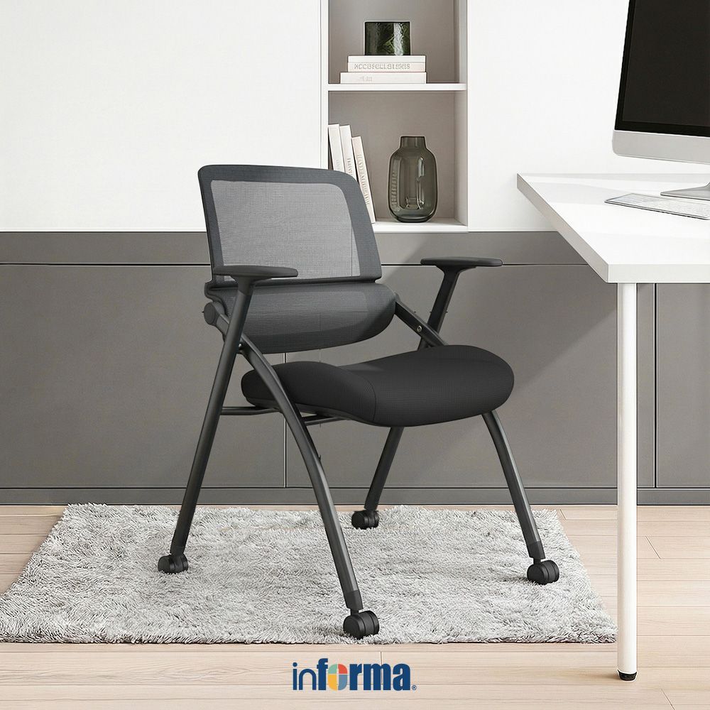 Informa Holden Kursi Serbaguna - Hitam Tempat Duduk Kerja Dengan Roda Office Chair Kursi Staff Mesh 