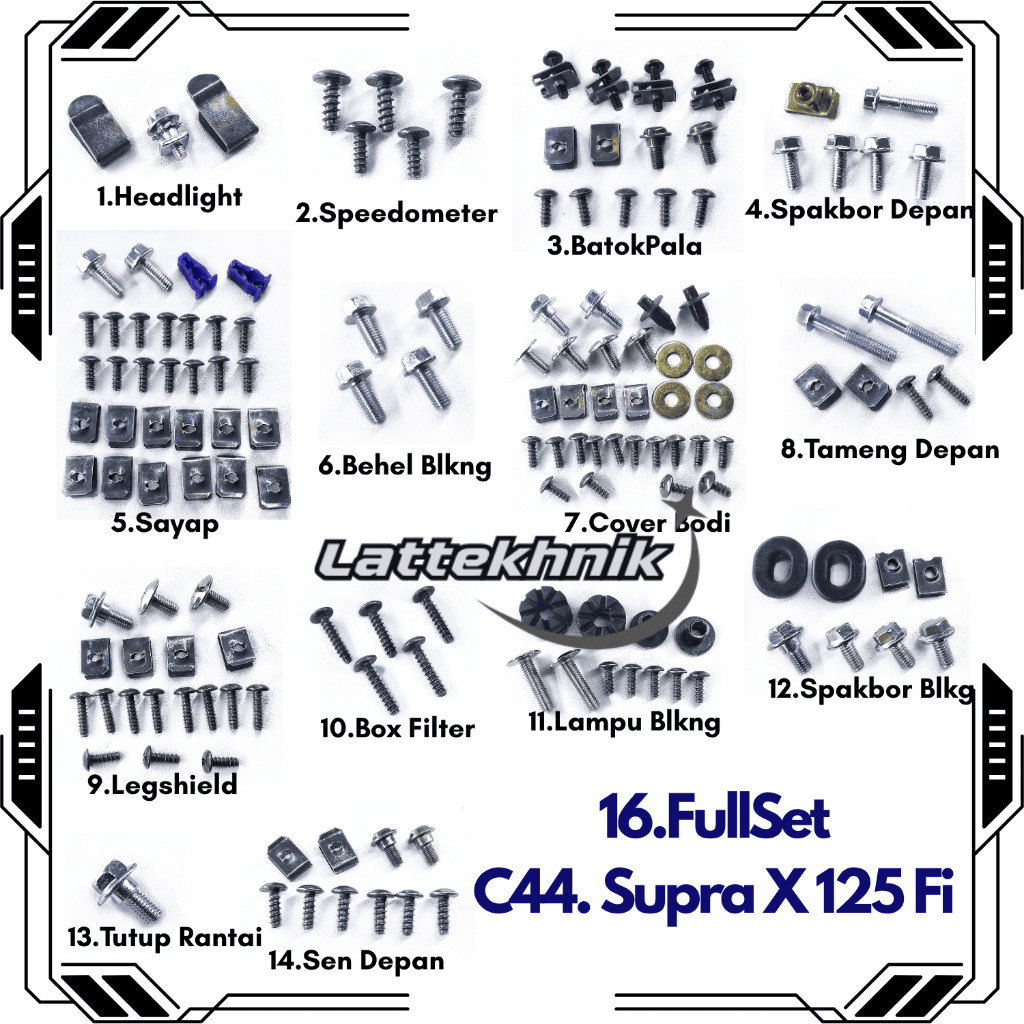 C44. Baut Supra X 125 FI Full Set / Baud Honda Supra X 125 FI Full set Full Body