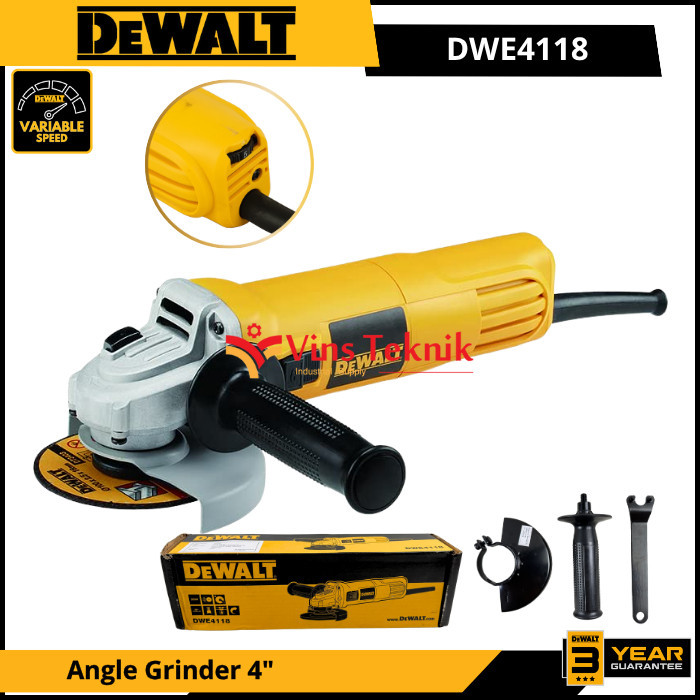 DEWALT DWE4118 Mesin Gerinda Listrik Angle Grinder 4" VARIABLE SPEED