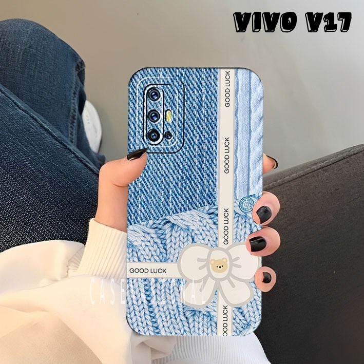 Cassing untuk Vivo V17 V19 V17 Pro motif rajut blue Pelindung Handphone Fashion Case All Type Handph