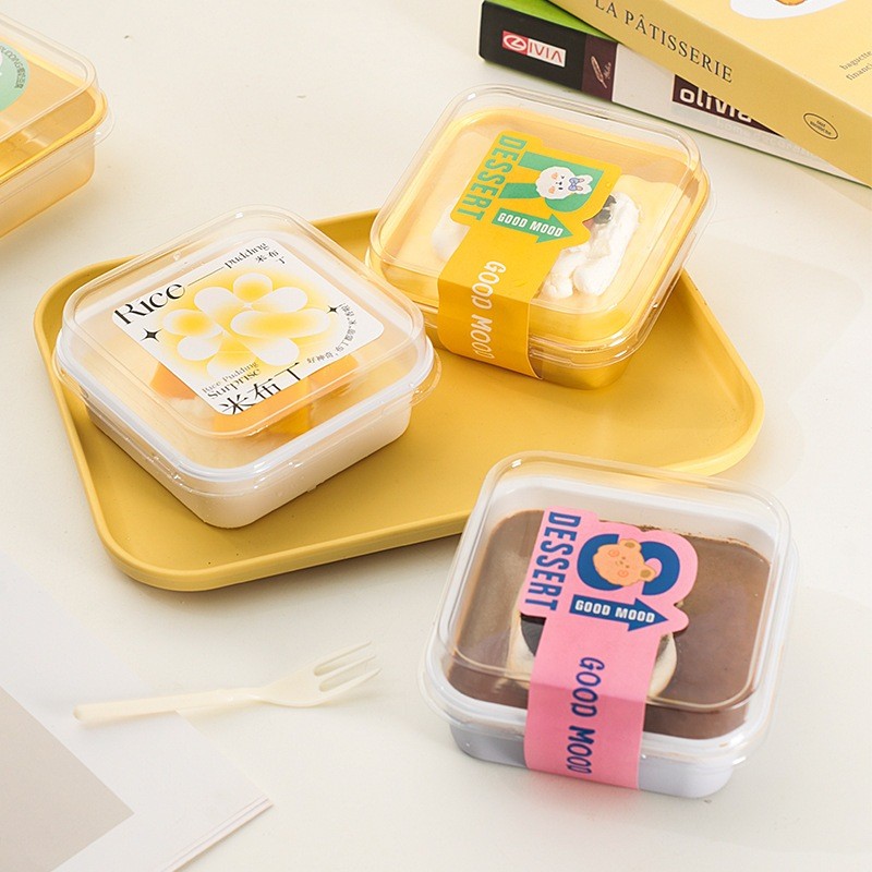 10 Pcs Mika Dessert Segi / Mika Tiramisu / Tray Mika Puding / Blister Box Tray Mika Kue Cake W096 GT