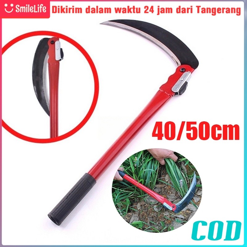 Pisau Sabit Lipat Bundar Merah | Sabit Baja Kuat Sabit Arit Tani | Potong Rumput Taman Serbaguna Pem