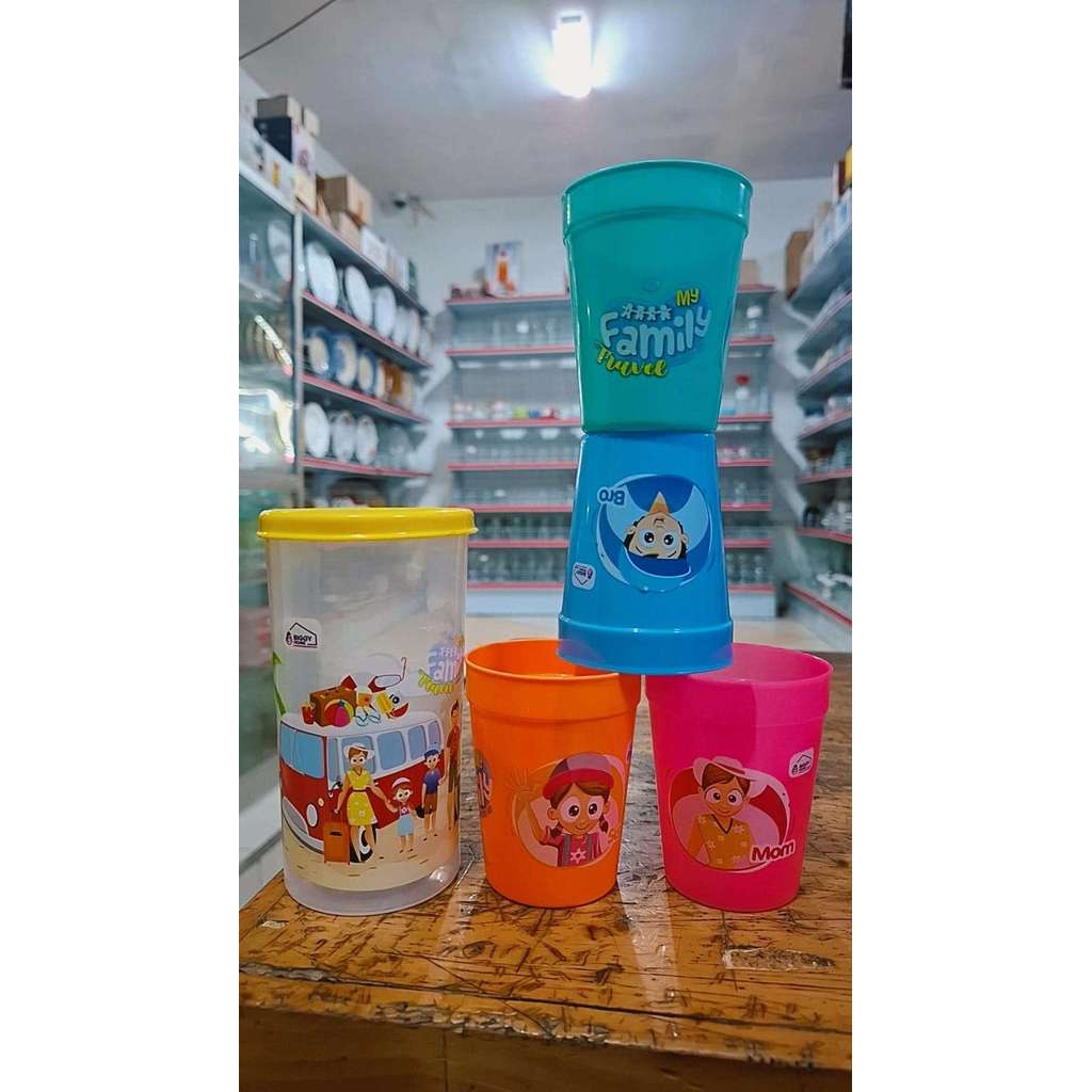 Gelas Travel / Gelas Set / Gelas Piknik / Gelas Lucu / Gelas Anak PUP BIGGY HOME TW- CT-23