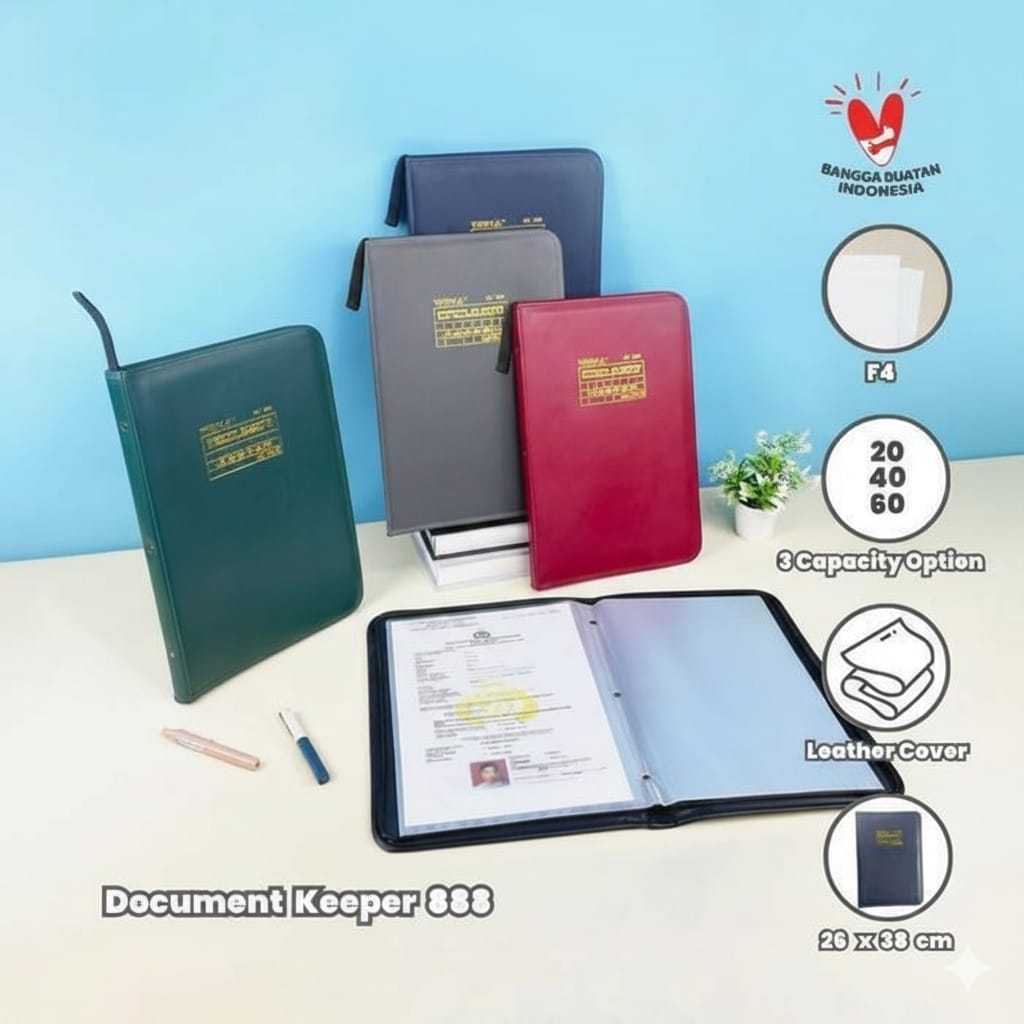 Topla Map Dokumen Keeper Resleting Anti Air Kulit / Map Document Keeper F4 (Folio)