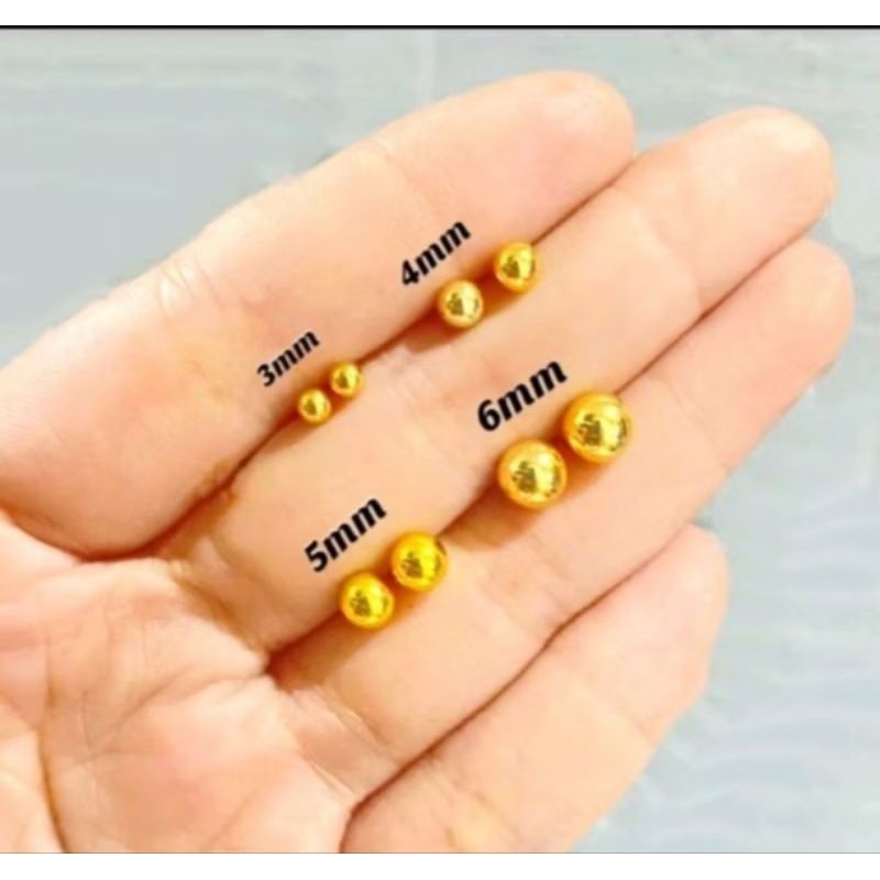 COD cod aksesoris ANTING TUSUK TITANIUM GOLD ANTING TUSUK WANITA  MOTIF BOLA ANTI LUNTUR anti karat 