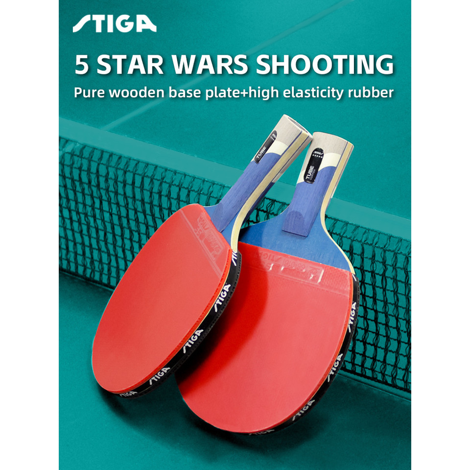 STIGA pro tube 5 STARS Best quality carbon bat table tennis racket with rubber pingpong paddle short