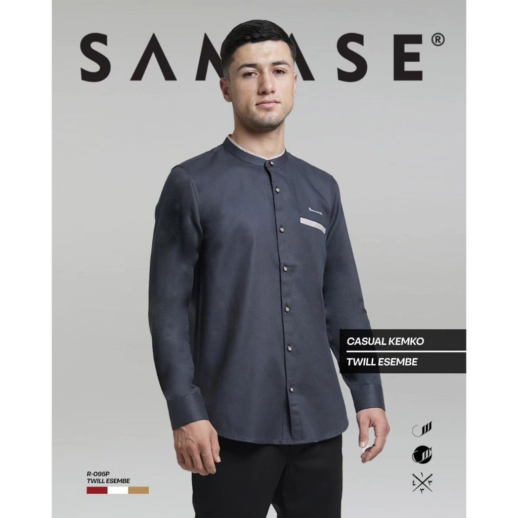 Samase R095P Baju Koko Pria Muslim Dewasa Kemko Kemeja Lengan Panjang