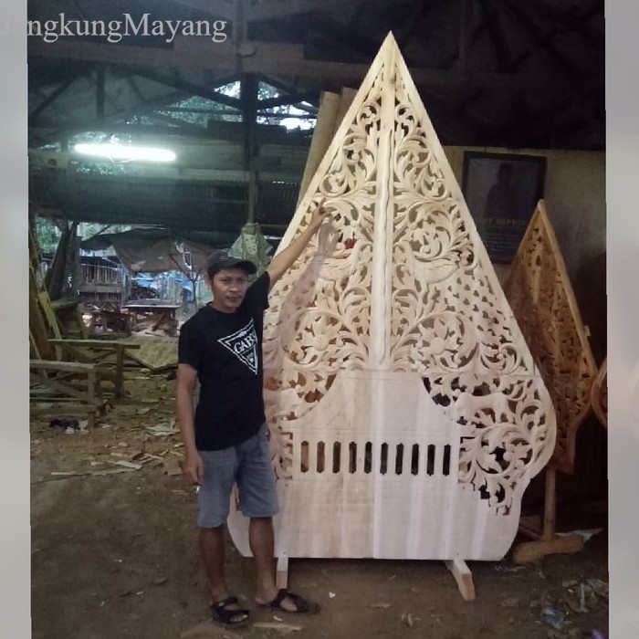 [] Gunungan Wayang Jawa Sketsel Penyekat Kayu Ukir Dekorasi Pelaminan murah