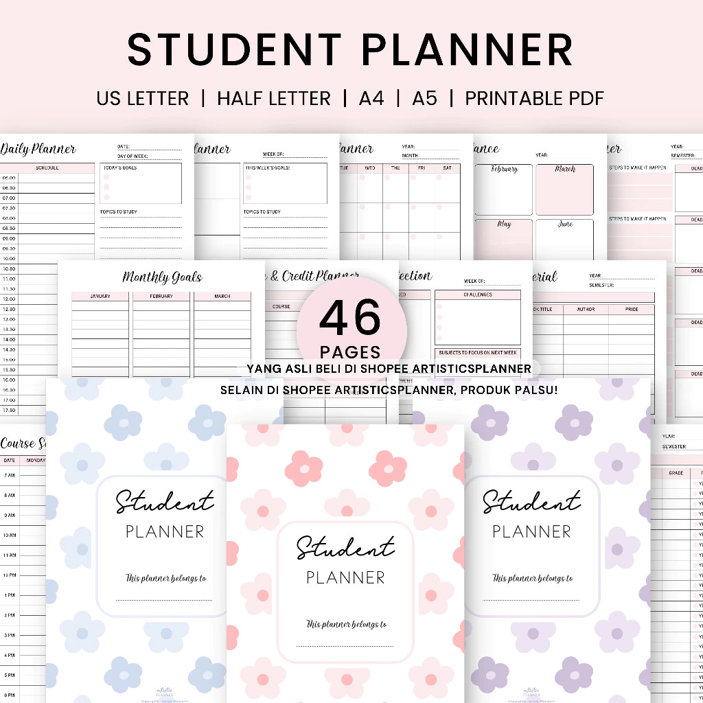 Student Planner Printable | Student Planner | College Student Planner | Academic Planner | High Scho