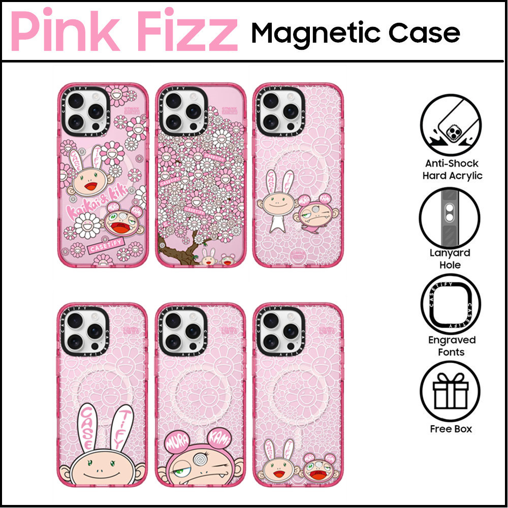 CASETi TAKASHI MURAKAMI D2 Pink Fizz KAIKAI DAN KIKI Penutup Kasus Akrilik Plastik Keras Untuk iPhon