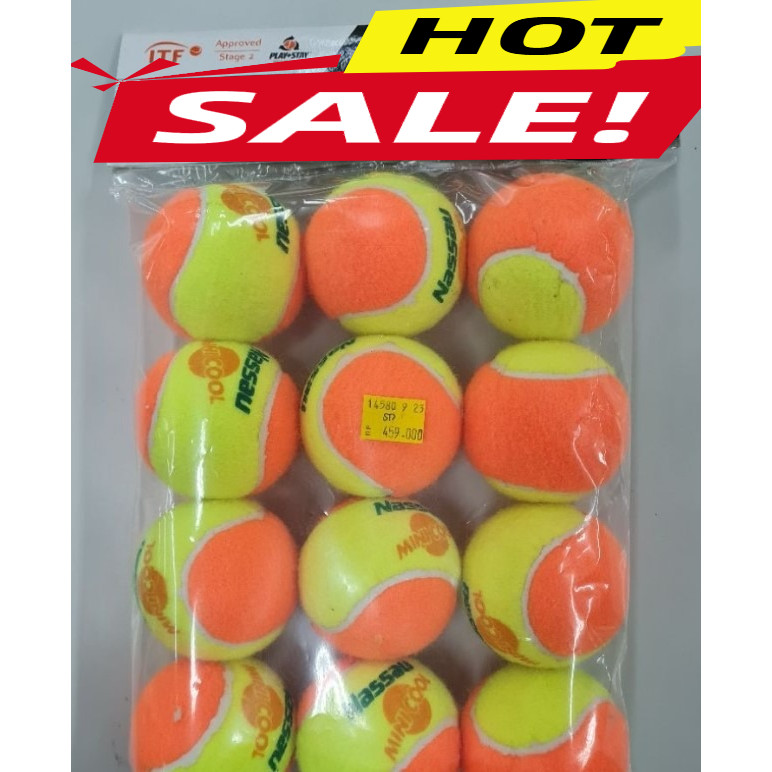 bola tenis nassau junior orange stage 2 isi 12 original