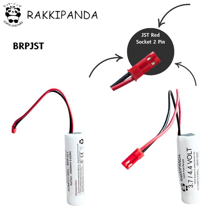 RakkiPanda Baterai Universal Li-ion 18650 RC Radio Control / Speaker Active Soket JST Merah 2 PIN - 