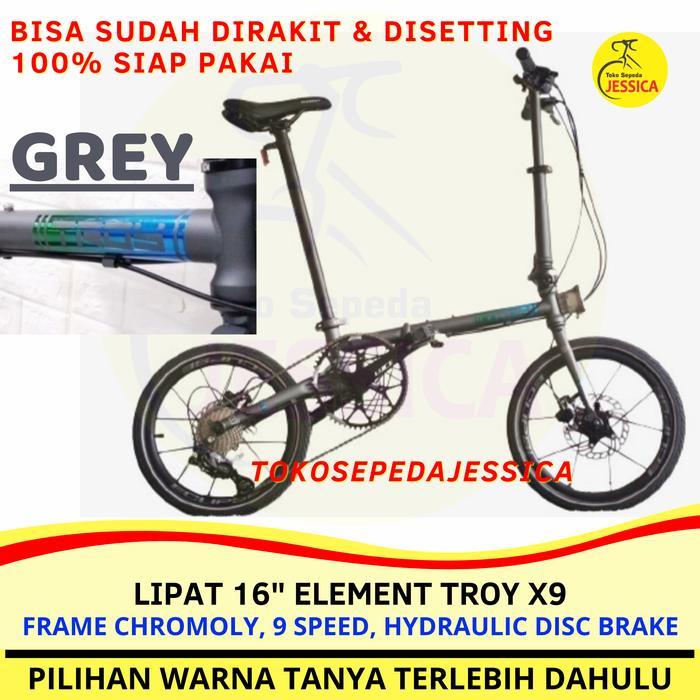 Sepeda Lipat 16 Element Troy X 9 speed - Grey