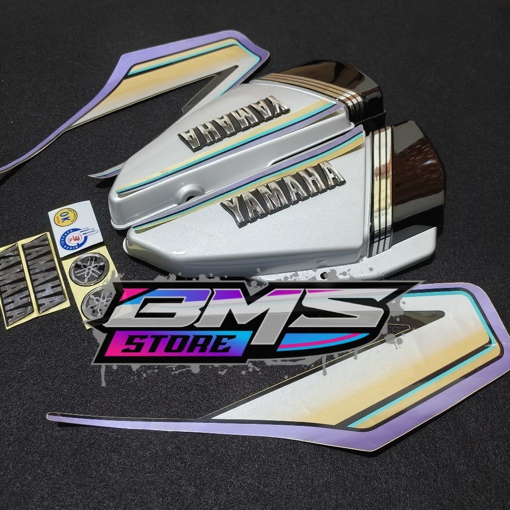 striping yamaha rx king 93 1993 warna biru / full set box aki warna silver variasi / stiker emblem s