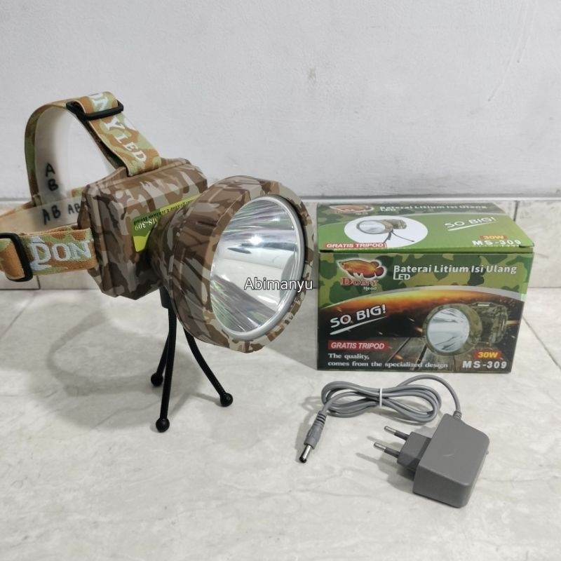 promo toko senter kepala dony 30 watt kepala jumbo ms-309 body loreng diameter 10cm 3pcs baterai 780