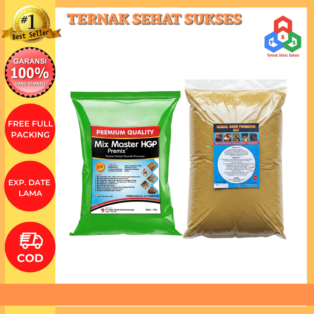 HERBAL GROW PROMOTOR HGP 1 KG - Jamu Herbal Meningkatkan Pertumbuhan Ayam Unggas Bebek Sapi Kambing