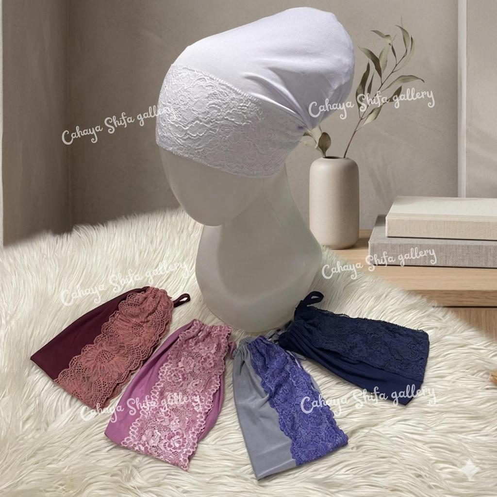 (PUTRI)inner kerudung renda tali //dalaman kerudung//ciput basic turki mix renda tali super //ciput 