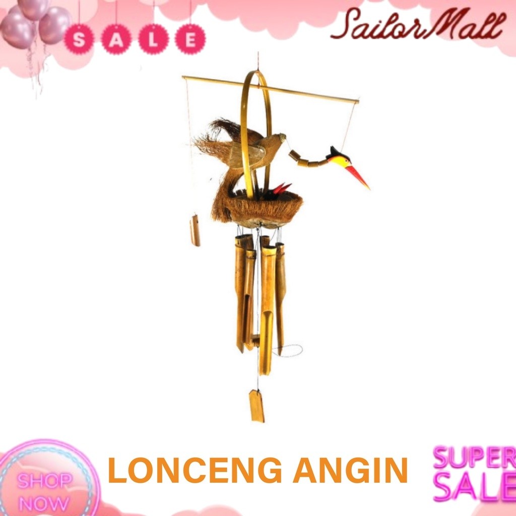 Lonceng Angin Bambu Motif Burung - Genta Angin Bambu - Gantungan Bambu - Lonceng Bambu - Lonceng bur