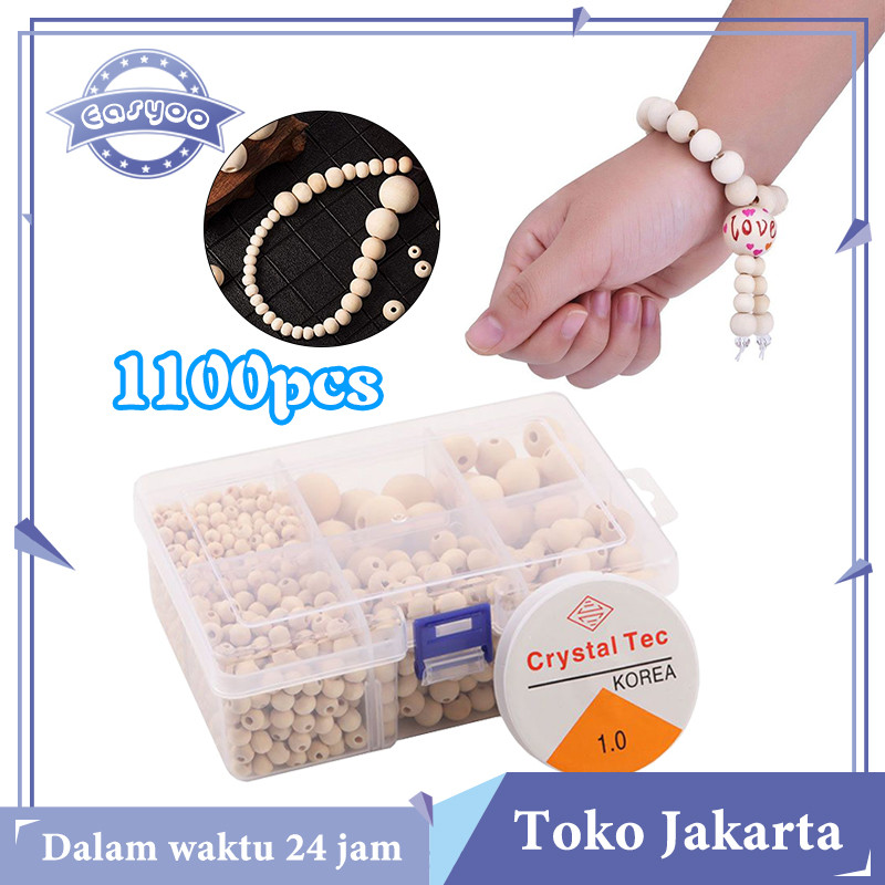 100psc Manik Kayu Natural Wooden Beads Manik Kayu Bulat Mote Makram Kayu Manik Kayu Bulat