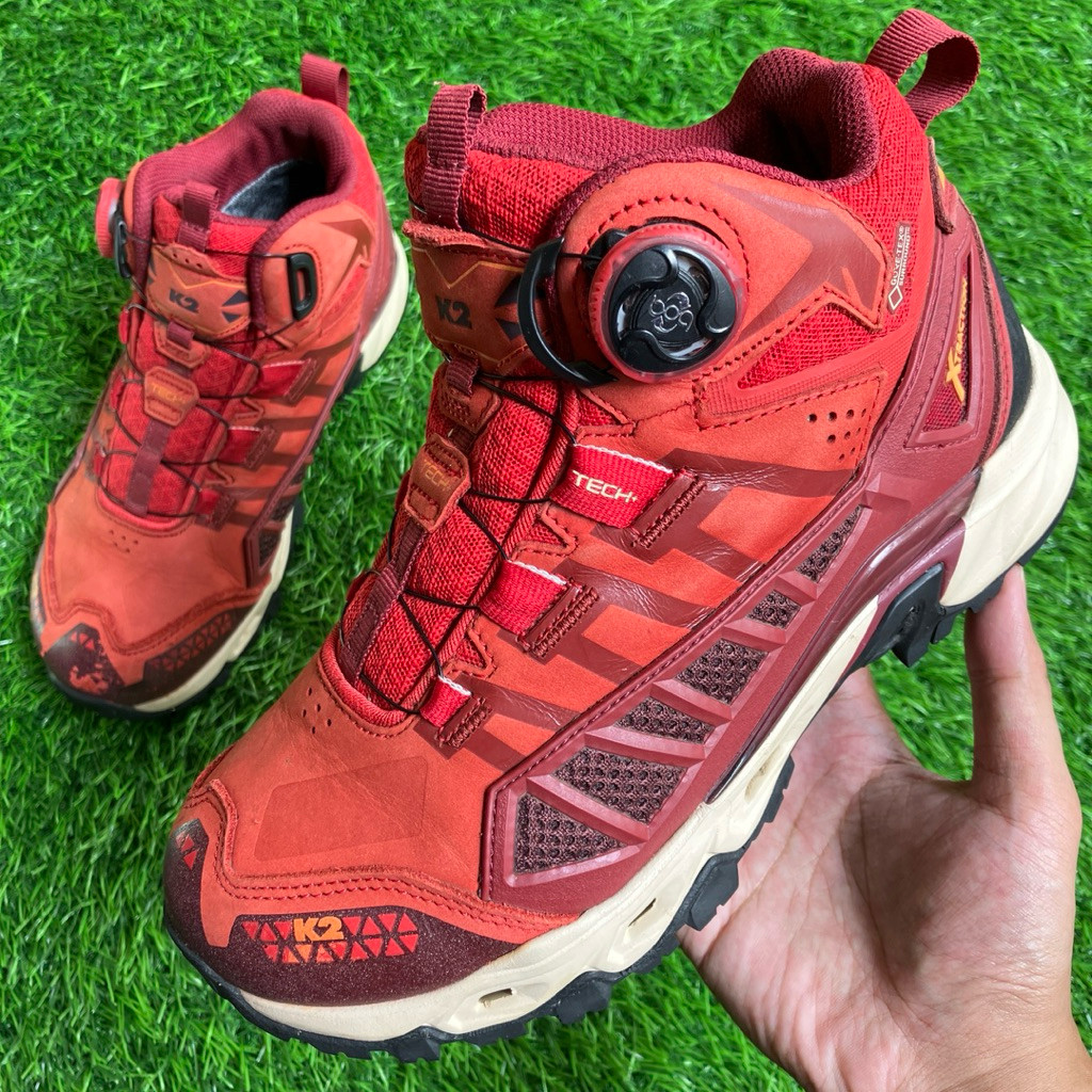Sepatu Gunung K2 XTraction Mid Goretex Boa Red Leather Outdoors shoes ukuran 38