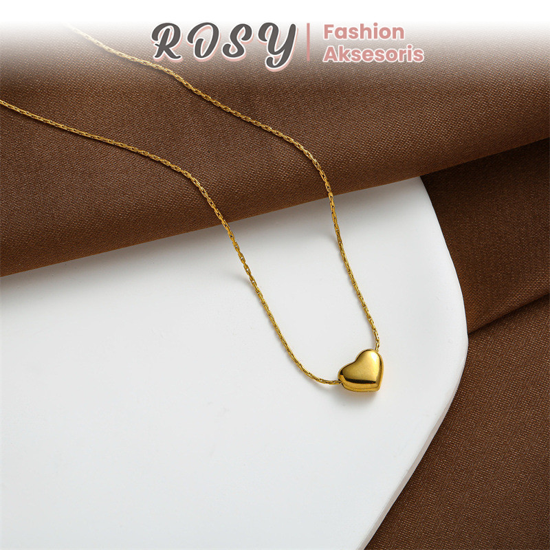 Kalung Titanium Anti Karat Wanita Hati Love Jantung Kompak Kalung Sederhana Mewah Rantai Klavikula P