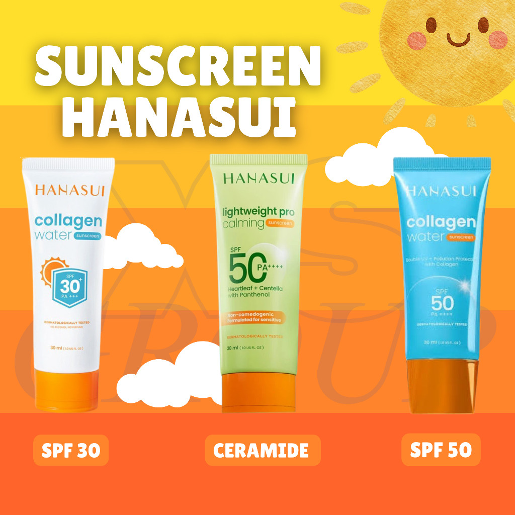HANASUI SUNSCREEN SPF 50 / SPF 30 - Calming No Whitecast - waterbase Sunscreen BPOM Halal