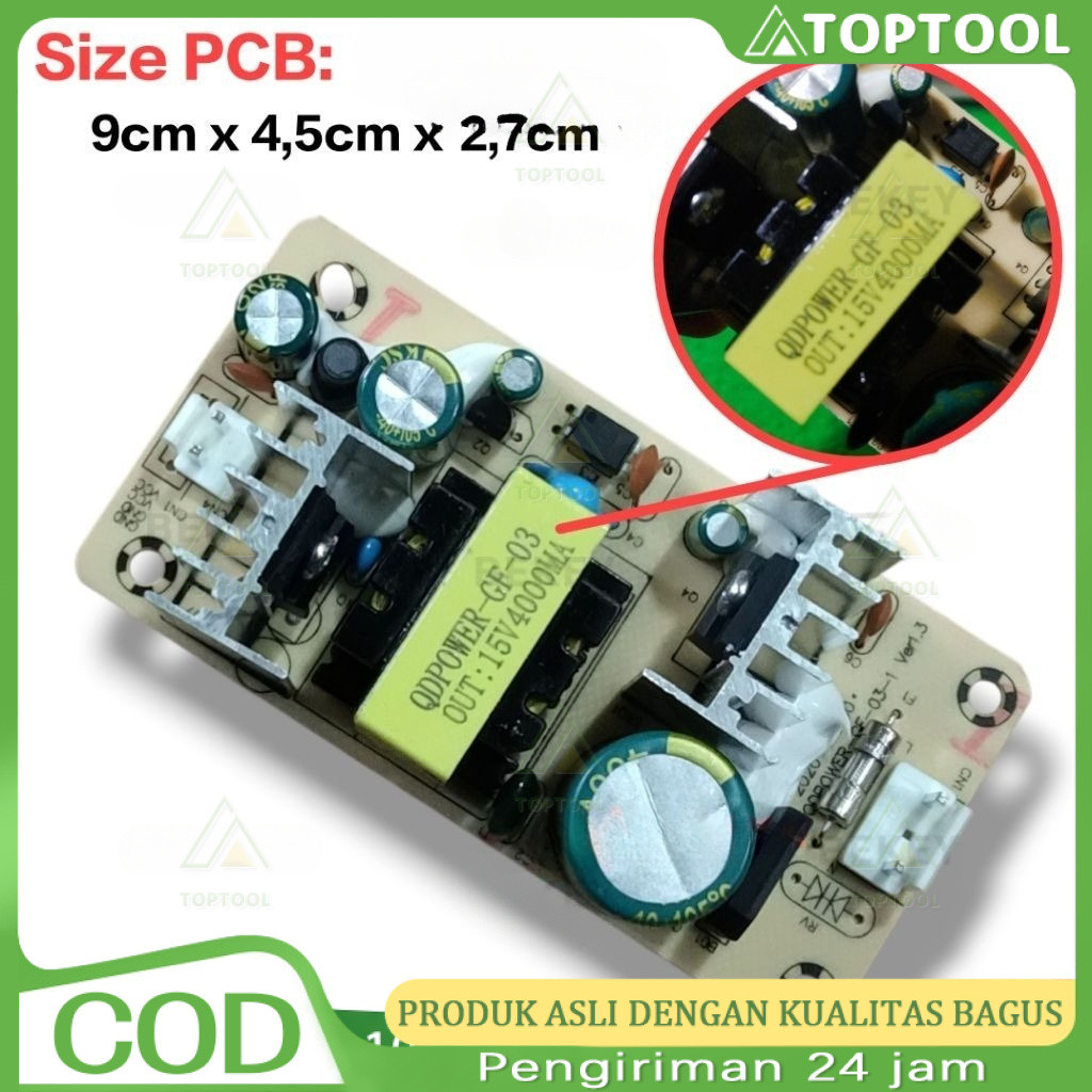 Power Supply Aktif Portabel 15V 4A (60W) | Suplai Listrik untuk Speaker BARETONE/TANAKA/GMC | Anti-B
