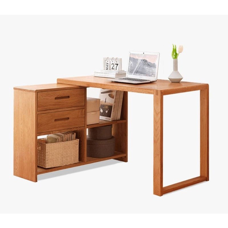 Meja Kerja Belajar Kantor Jati Kayu Asli Glossy