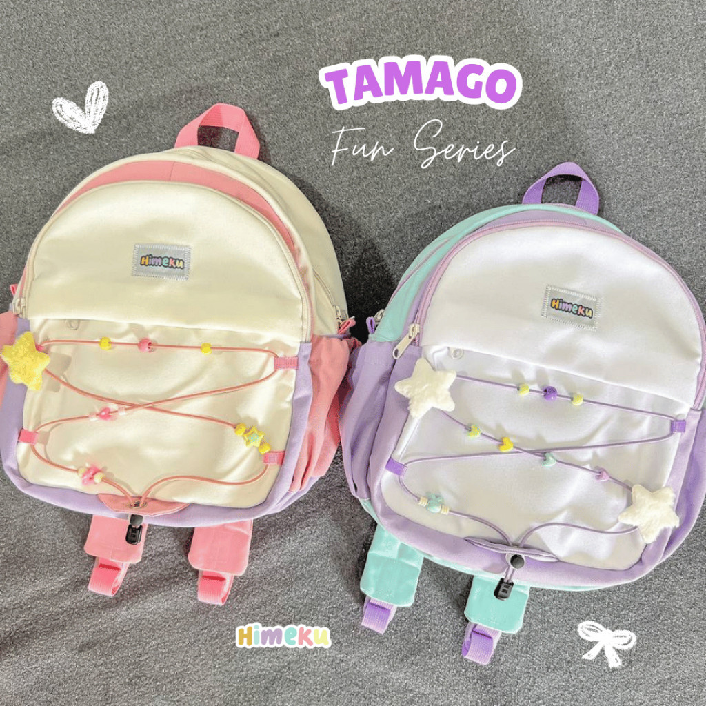 Himeku TAMAGO FUN Series MEDIUM Backpack - Tas Sekolah Sedang - Ransel Kanvas Wanita