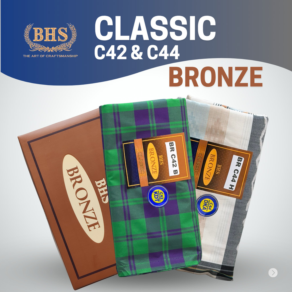 Sarung BHS Classic Bronze Kode C42, C44 Eksklusif dan Modis Bahan Mercerized Mix Sutra Sintetis Tenu