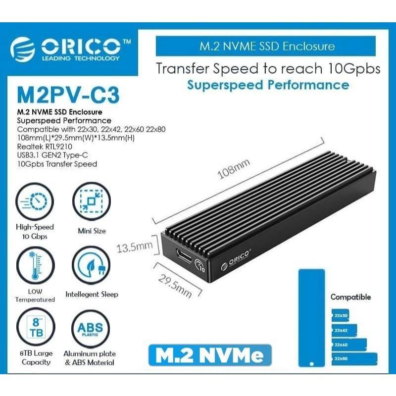 ORICO M2PV-C3 M.2 NVMe SSD Enclosure