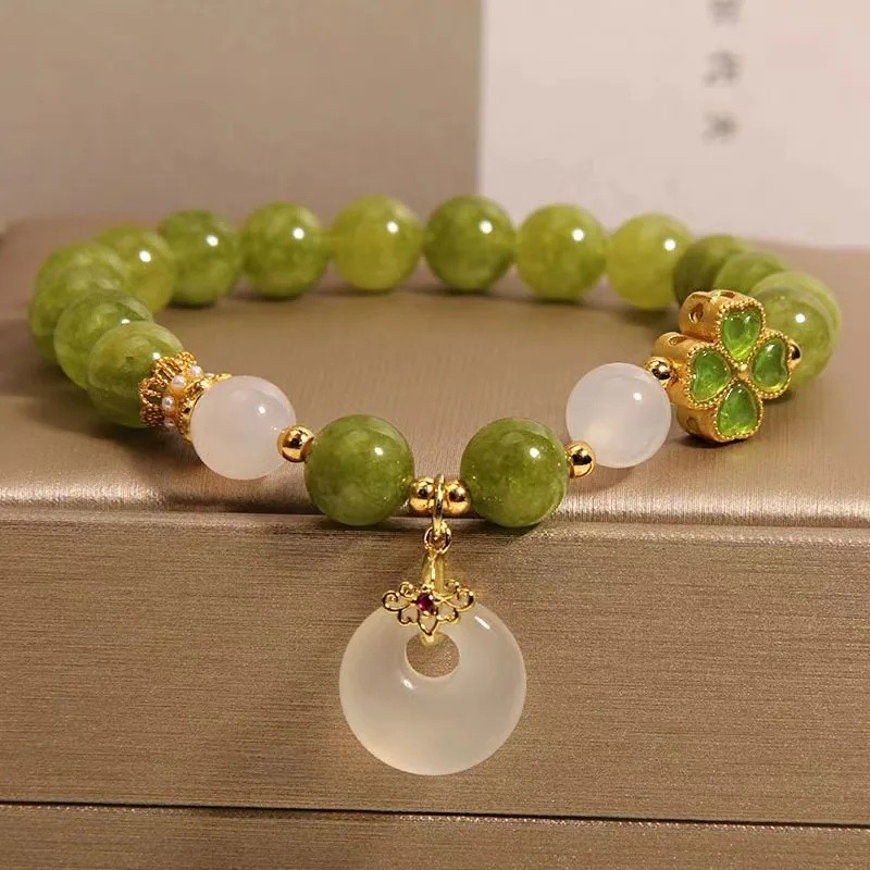 Manik-manik batu giok nyata Gelang Amulet Perhiasan Alami Bangle Talismans Aksesoris Vintage Hadiah 