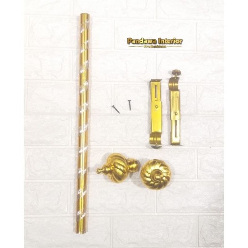 ReadyRell Rolet Batang Gorden 2 Meter, 1,5 Meter dan 1 Meter Full Set Rel Hordeng/ Tiang Tongkat Rol
