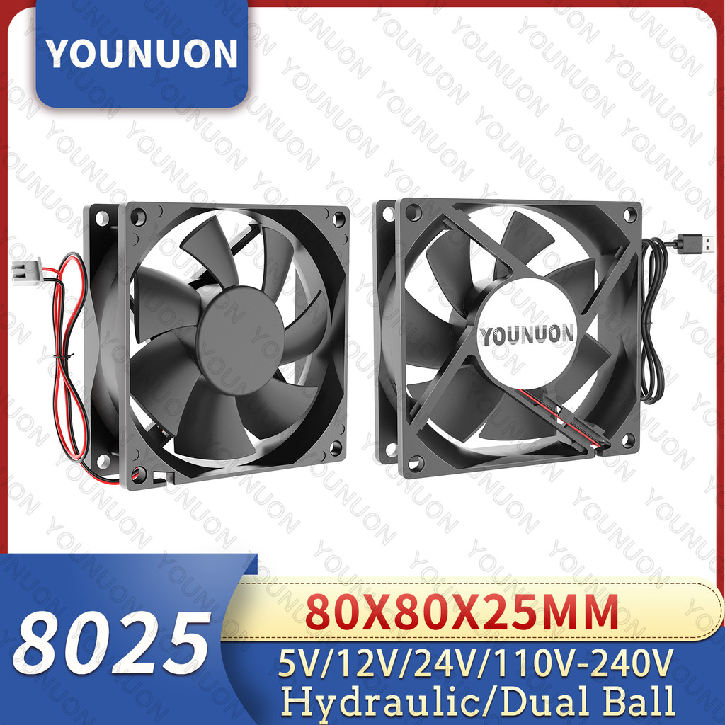 2PCS 5500RPM 80mm 8cm 8025 Fan 5V 12V 24V 80mm*80mm*25mm Fan 2800RPM DC Brushless Cooling Fan 80x80x