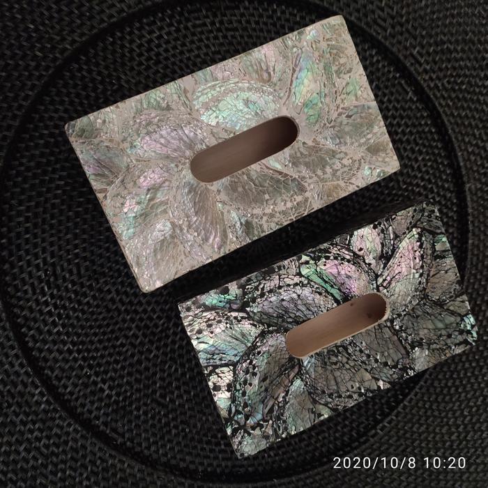 tempat tissue kerang/box tissue kerang/kotak tissue kerang abalone BW