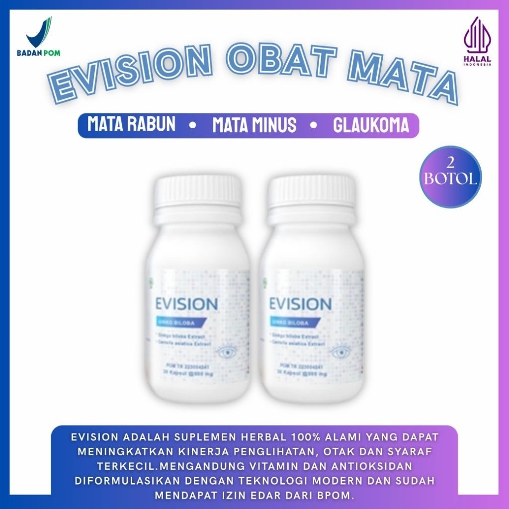 EVISION VITAMIN MATA ASLI ORIGINAL OFFICIAL STORE KAPSUL MATA RABUN KATARAK MINUS SILINDER HERBAL