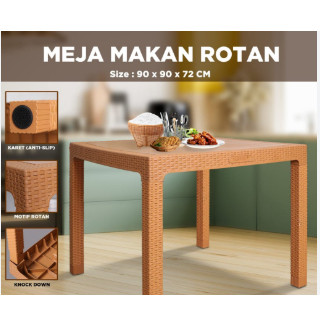 Meja Makan Plastik Rotan Jumbo Kuat Tabitha, OBRAL MEJA ROTAN THABITA