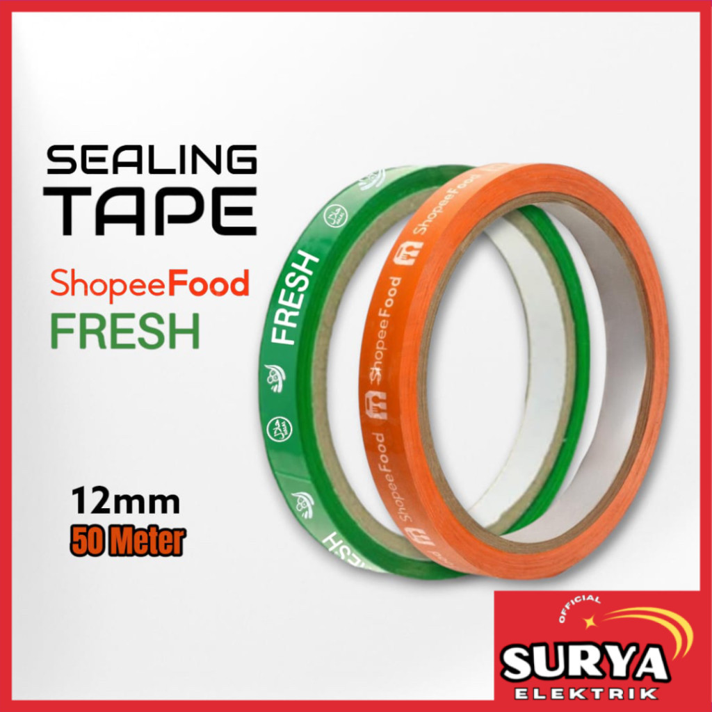 SMG Sealing Tape SHOPEEFOOD / FRESH Lakban Isolasi Selotip Shopeefood Fresh Shopee Food 12mm 50M Ora
