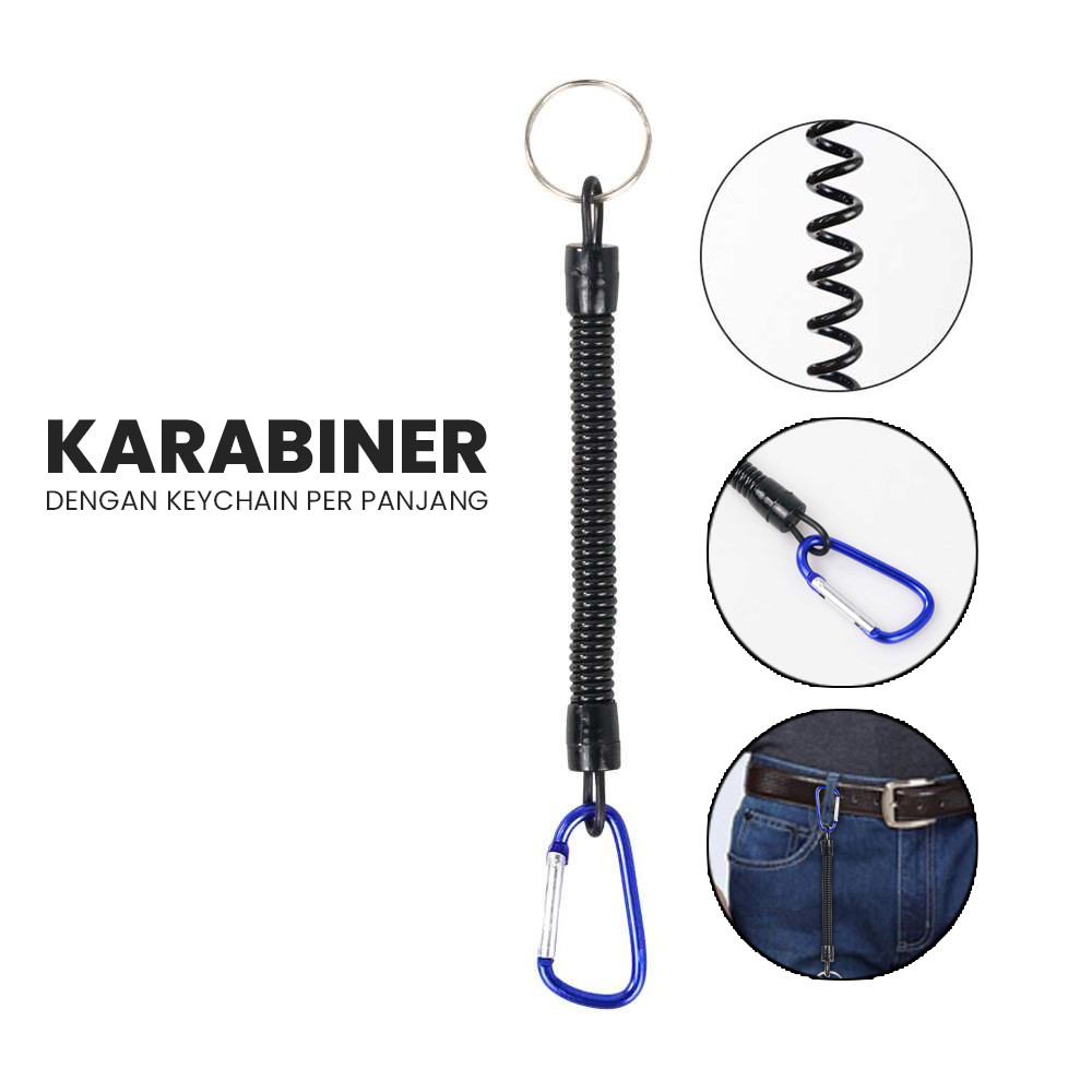Karabiner Gantungan Kunci dengan Rantai Panjang