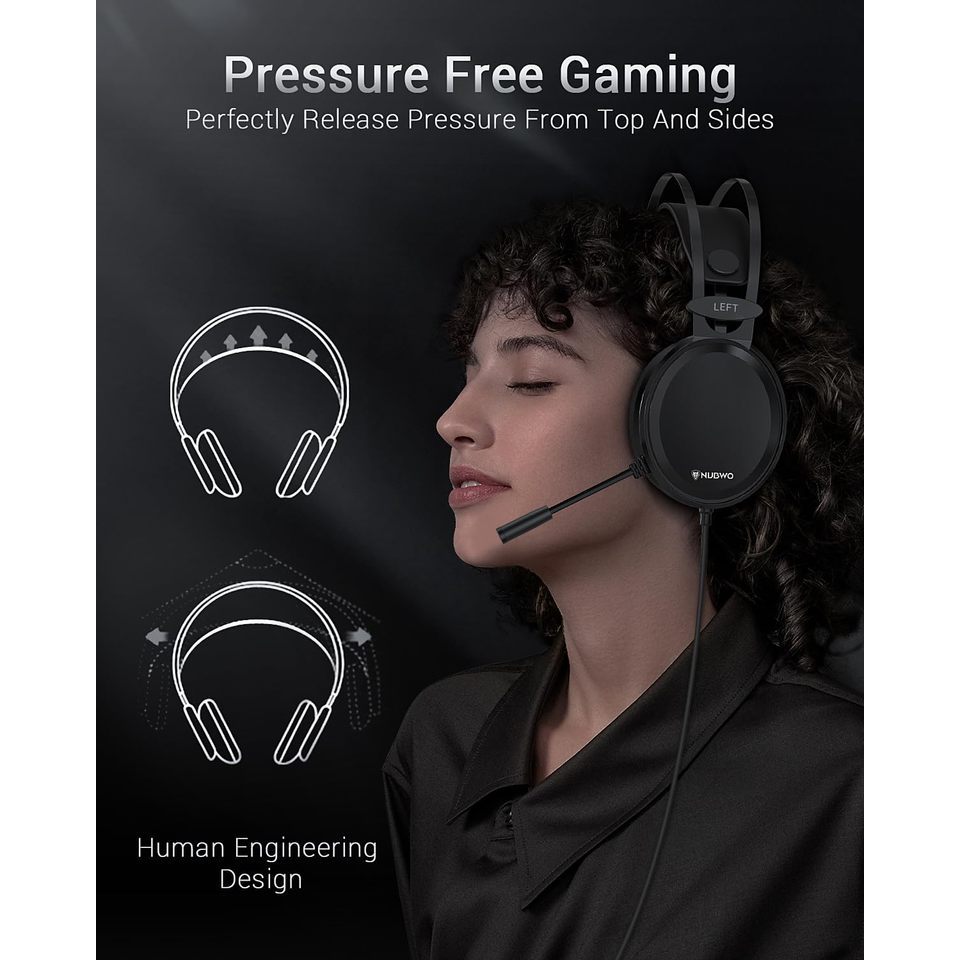 NUBWO N7 Gaming Headsets for PS4/PS5/Switch/Xbox One Wired Gaming Headphones with Noise Canceling Mi