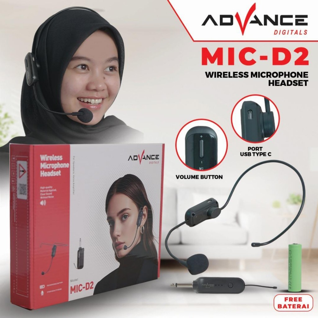 Mic Clip On Advance MIC-D2 Mic Bando Wireless Headset Mikropon mic dipasang di telinga