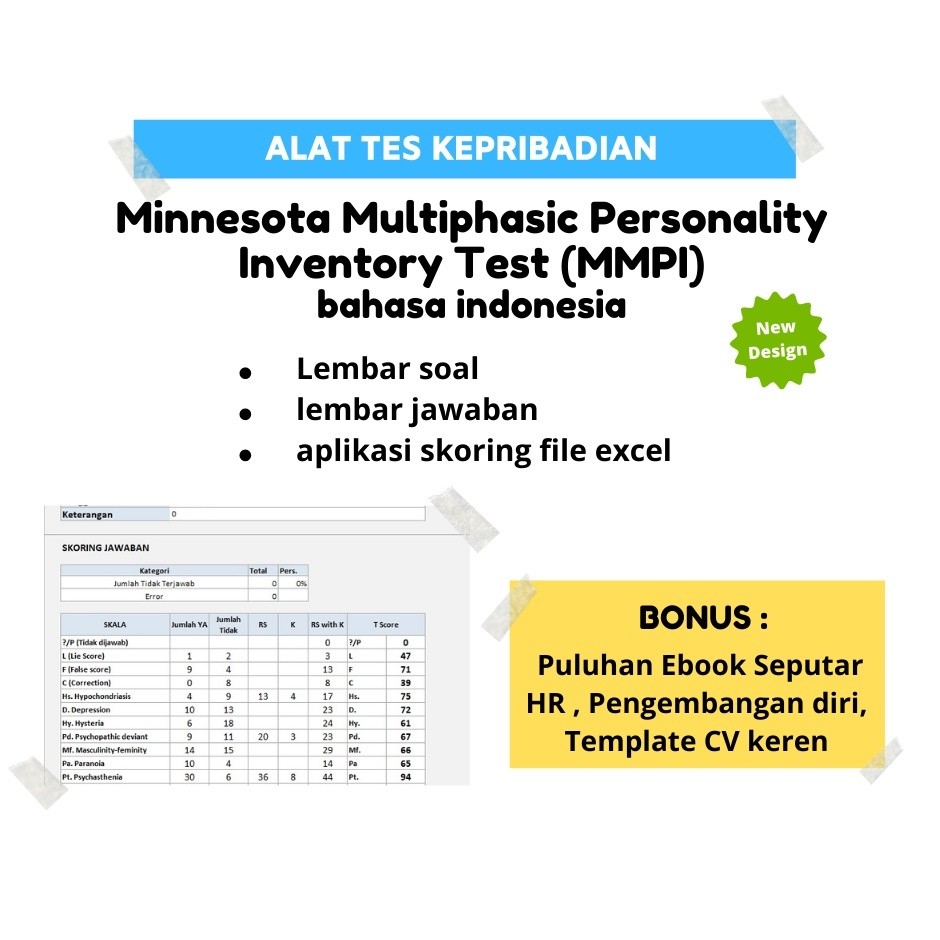 Software Alat Psikotes MMPI (Minnesota Multiphasic Personality Inventory Test) - Excel