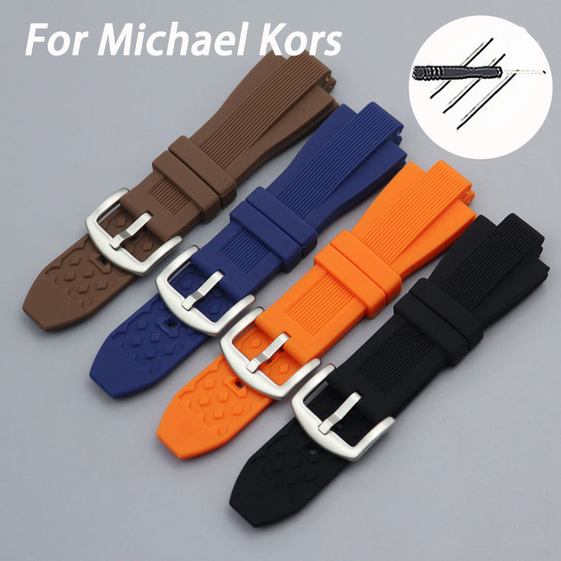 Silicone Wat Band For Miael Kors MK8184 MK8729 MK9020 MK8152 MK9020 MK9026 Raised Mouth Wat Strap Ac