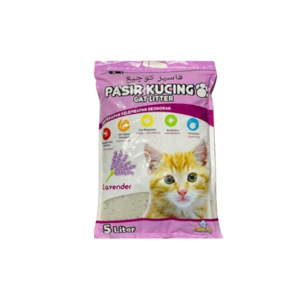 Pasir Kucing Kawan Lavender 5L 5 L Liter Aroma Kopi Gumpal Wangi Harum
