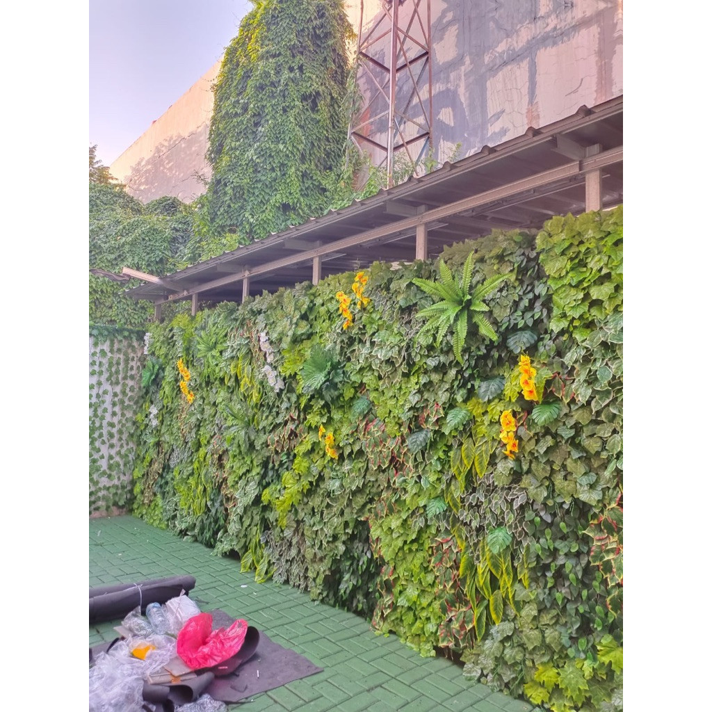 Dekorasi Dinding Vertical Garden Artificial - Taman Vertical Garden Sintetis - Hiasan Dinding Taman 
